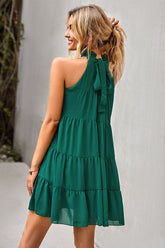 Vestido mini verde sin mangas de corte A